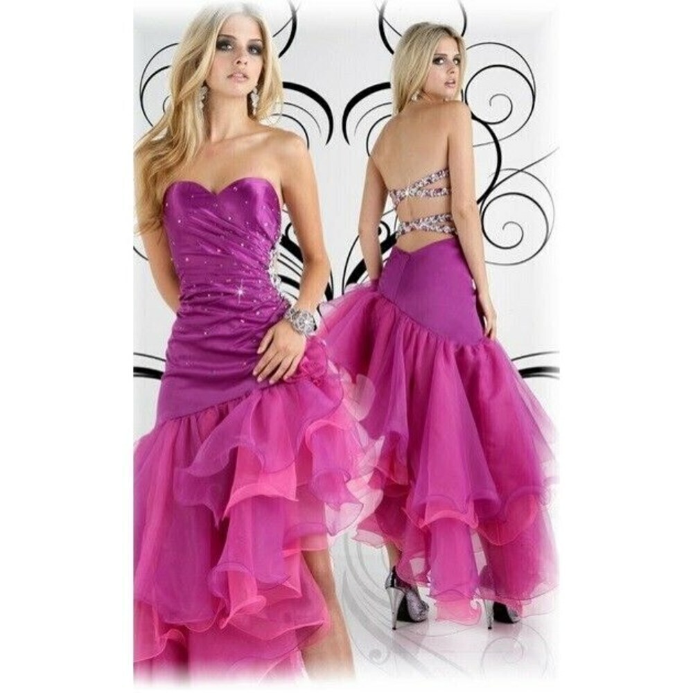 Xcite Ruffle Strapless Prom Dress 30161 Violet